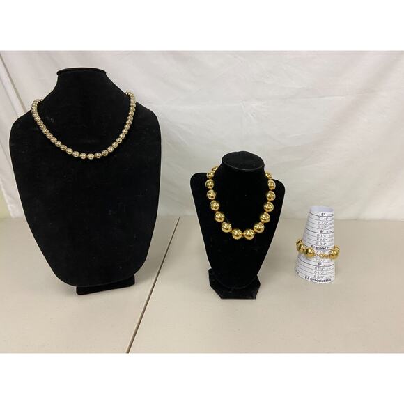 Marshall Fields Monet Beaded Gold Tone Chain Necklace & Bracelet Lot of 3 w/ Box - Picture 7 of 12